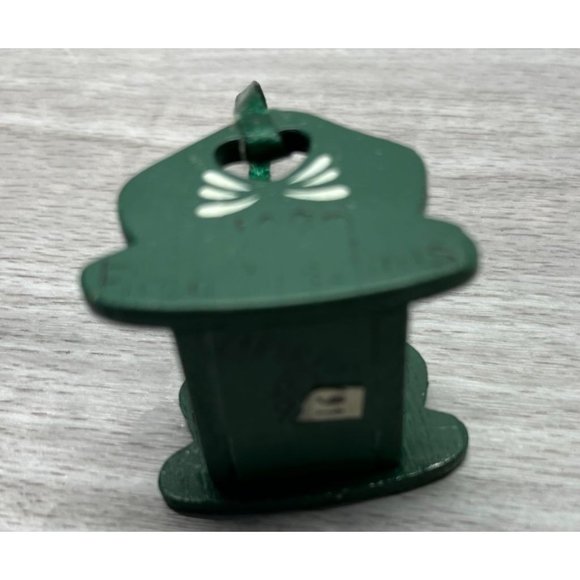 Green Baby Cradle Christmas Tree Ornament Wood Vintage Rock a Bye 1.25 Inch - Picture 6 of 7